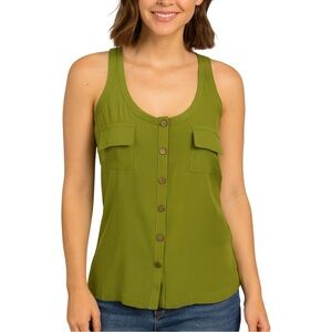 LAmade Green & Gray Silk Halter Top - Size Medium